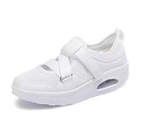 Basket orthopédiques femme pieds larges avec scratch, Basket orthopédiques décontractées à la mode pour femme Casual Fitness Sneakers Légères Respirante Outdoor Walking Chaussures(Size:EU 37,Color:Whi