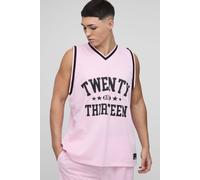 Basket oversize à col V en mesh homme - rose - M, rose