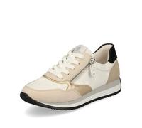 Basket Plate Cuir Remonte Morelia - Femme - Lacets/Zip - Blanc Comb - Talon Compensé 37