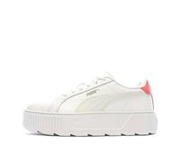 Basket Puma KARMEN junior - Réf. 387374-04. Couleur : Blanc, Rose. Détails. - Tige en cuir. - Fermeture à lacets. - Semelle en 39