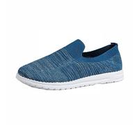 Basket Running Femme Legere Basket Orthopedique Loisirs Femmes Sans Lacet Semelle Souple Chaussures Confortables En Plein Impression Course À Pied Sport Chaussures de Sport Course Femme (Blue,39)