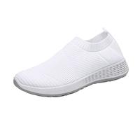 Basket Sans Lacet Femme Confortable Basquette Entraîneur Fitness Chaussures Plates Course Baskets Décontractées Chaussures Femmes Loisirs de Plein Respirant Sport Baskets Respirante Basket (White,40)