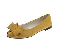 Basket Toile Femme Basket Femme Confortable Women's Flat Shoes Spring Summer and Autumn Lightweight Suede Pointed Shallow Mouth Soft Bottom Bow Single Shoes Daily Dating Commuting Jaune 42