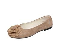 Basket Toile Femme Baskets Et Chaussures de Sport Femme Women's Flat Shoes Spring Summer and Autumn Lightweight Suede Round Toe Shallow Mouth Soft Bottom Bow Single Shoes Daily Kaki 41