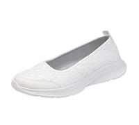 Basket Toile Femme Baskets OrthopéDiques Femme Loisirs Femmes sans Lacet Semelle Souple Chaussures Confortables en Plein Course Sport Chaussures Respirantes Confortable Orthopédique Blanc 38