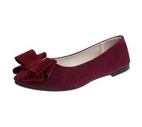 Basket Toile Femme Baskets OrthopéDiques Femme Women's Flat Shoes Spring Summer and Autumn Lightweight Suede Pointed Shallow Mouth Soft Bottom Bow Single Shoes Daily Dating Commuting Vin 41