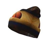 Basketball Arena Bonnet en tricot à motif chaud sans bord Convient pour l'intérieur et l'extérieur, les voyages ou les activités de plein air Noir