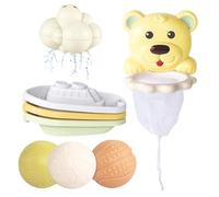 Basketball Bath Toy Set, Mold-Away Water Table Playset, Includes Hoop, 3 Balls, Cloud Shower, and 3 Floating Boats, Made from Hygienic PP Material, 5.71x5.31x3.94in