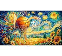 Basketball-engulfed-in-Fire-and-Water Puzzle 1000 pièces Papier recyclé Idée Cadeau Parfaite Jeu Stimulant pour Relaxation, créativité et Cadeaux pour Adultes 38x52/1000 pièces