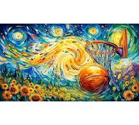 Basketball-engulfed-in-Fire-and-Water Puzzle pour Adultes 1000 pièces Jeu éducatif détente Jeu Stimulant pour Adultes et Enfants de 12 Ans et Plus Idée Cadeau Parfaite 38x52/1000 pièces