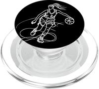 Basketball Girl One Line Drawing Team Sport PopSockets PopGrip pour MagSafe