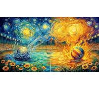 Basketball-Going-Through-Hoop-in-Artistic-Style Puzzle pour Adultes 1000 pièces Jeu éducatif détente Cadeau Amusant & Activité Maison pour Adultes et Enfants de 12+ Ans Beau Puzzle 70x50/1000 pièces