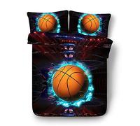 Basketball Housse de Couette pour Garçon, Respirant Doux Sport Parures de Lit pour Filles, Housse de Couette avec Taie d'oreiller L'automne Hiver Été (Basketball Sport 2, 200x200cm)