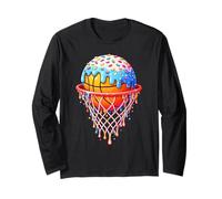 Basketball Ice Cream Drip Sport Player Men Women Kids Manche Longue