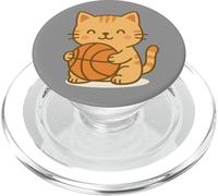 Basketball Kawaii Cat Cute Cat Holding Ball PopSockets PopGrip pour MagSafe