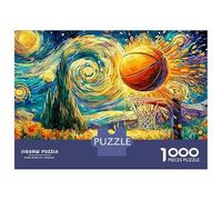Basketball Nuit étoilée Puzzle 1000 PiècesÉtoile du Soleil pour Passionnés Carton Résistant À l'usure Stimuler l'esprit pour Cadeaux De Remerciement 70x50cm/1000pcs