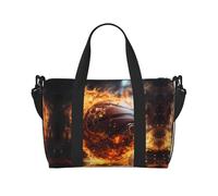 Basketball on Fire and Water Flame Splashing Sac de voyage à bandoulière pour femme, sac à main décontracté avec fermeture éclair, convient pour le travail, les voyages, le fitness, les voyages, le