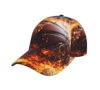 Basketball on Fire and Water Flamme Splashing Print Casquette de baseball classique réglable tendance à bord incurvé Chapeau de papa pour homme/femme Chapeau de sport Noir