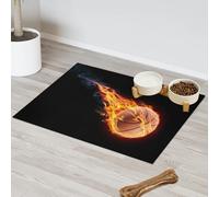 Basketball On Fire Tapis d'alimentation pour chat et chien Tapis de nourriture pour animal domestique Tapis d'alimentation absorbant Nti-Slip Contain Spills Protège les sols Set de table 30,4 x 50,8