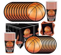Basketball Party Couverts 61pcs Sport Thème Table Decor set, Anniversaire Couverts Set Comprend Assiettes, Tasses,Serviettes,Nappes,Vaisselle de Fête pour 20Personnes