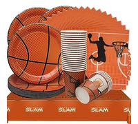 Basketball Party Couverts 73pcs Sport Thème Table Decor set, Enfants Anniversaire Couverts Set Comprend Assiettes, Tasses,Serviettes,Nappes,Vaisselle de Fête pour 24Personnes