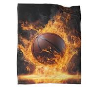 Basketball Plaid Canape - Basket-Ball de Flamme Plaid Couverture Lit Jete De Canape,Plaid 50x60inch(127x152cm) Flanelle Doux Et Chaud
