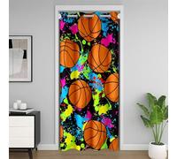Basketball Rideau de Porte 132x203cm Gaming Sports Rideaux Interieur Salon Chambre Décoration Match de Balle Rideau Occultant Rideaux Cadeaux pour Basketball Amour Rideaux Exterieur d'entrée
