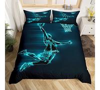 Basketball Sets de Housse de Couette Jeux Des sports Parure de Lit 220x240cm Cadeau pour Basketball Amoureux Housse de Couette Set Urban Des sports Parure Housse de Couette 3 pièces Fermeture éclair