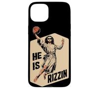 Basketball Slam Dunk Jesus Memes He is Ressuscité Rizzin Jesus Coque pour iPhone 15 Plus