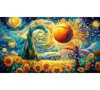 Basketball-Slam-Dunk-with-Color-Splash Papier recyclé Puzzle pour Adultes 1000 pièces Jeu Familial Amusant & Stimulant Jeux éducatifs pour Adultes et Enfants de 12 Ans et Plus 38x52/1000 pièces