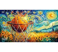 Basketball-Slam-Dunk-with-Color-Splash Puzzle pour Adultes 1000 pièces Papier recyclé Beau Puzzle de décoration Stimulant pour détente et décoration Murale Idée Cadeau Parfaite 38x26/1000 pièces