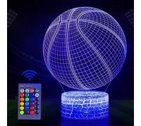 Basketball Veilleuse enfant, 3D Lampe Dambiance Tactile à Illusion Doptique LED Avec Télécommande, Basket Cadeau Jouets pour Enfants Garçon Filles, 16 Couleurs accessoire cadeaux de Noël décoration