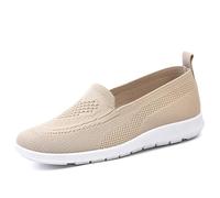 Baskets À Enfiler Chaussures De Marche Loisirs for Femme Chaussures De Course en Maille Tricotée Baskets Respirantes D'été Chaussures De Sport Chaussures Orthopédiques Confortables (Color : Beige, S