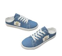 Baskets à enfiler en toile respirante pour femme, tendance, confortables, légères, antidérapantes, à lacets, chaussures décontractées à dos ouvert, bleu, 39.5 EU