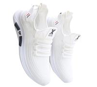 Baskets à enfiler légères et respirantes pour homme - Baskets décontractées à lacets confortables - Semelle épaisse zéro chute - Coussinets métatarsiens, blanc, 40 2/3 EU