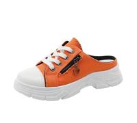 Baskets à enfiler pour femme - Chaussures basses en toile pour femme - Respirantes - Semelles épaisses - Chaussures de loisirs - Renforcement de la hauteur - Chaussons tendance - Baskets en cuir blanc