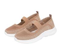 Baskets à enfiler pour femme - Coupe large - En maille antidérapante | Chaussures de course à pied à semelle souple peu profonde avec soutien de la voûte plantaire, chaussures de danse légères et