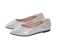 Baskets à enfiler pour femme - Élégantes avec paillettes - Chaussures de loisirs plates pieds nus - Couleur unie - À enfiler à l'arrière - Chaussures de soirée légères - Chaussures de danse