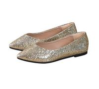Baskets à enfiler pour femme - Élégantes avec paillettes - Chaussures de loisirs plates pieds nus - Couleur unie - À enfiler à l'arrière - Chaussures de soirée légères - Chaussures de danse