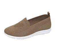 Baskets à enfiler pour femme - Respirantes - Couleur unie - Élégantes - Classiques - Légères - Confortables - Décontractées - Chaussures basses compensées, marron, 37.5 EU