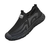 Baskets à enfiler pour homme en maille respirante avec soutien de la voûte plantaire, chaussures orthopédiques légères et confortables à enfiler, Noir , 41 1/3 EU