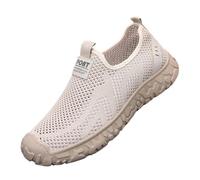 Baskets à enfiler pour homme en maille respirante avec soutien de la voûte plantaire, chaussures orthopédiques légères et confortables à enfiler, café, 42 1/3 EU