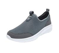 Baskets à enfiler pour homme en maille respirante avec soutien de la voûte plantaire en mousse à mémoire de forme antidérapantes - Chaussures de marche orthopédiques à coussin épais - Chaussures de