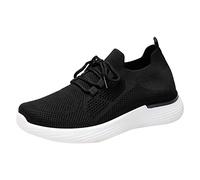 Baskets à lacets en mousse à mémoire de forme pour femme - Chaussures de marche en maille respirante - Semelle épaisse - Légères et confortables - Chaussures orthopédiques basses - Sports de plein air