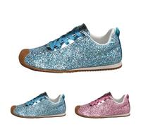 Baskets à paillettes à lacets pour femme - Légères et métalliques - Chaussures de tennis basses à paillettes - Chaussures de tennis décontractées et confortables - Chaussures de marche rembourrées
