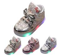 Baskets à paillettes pour bébé - Semelle en caoutchouc - Mignonnes - Dorées - Chaussures de sport pour la première marche - Pour enfants et garçons - Chaussures de course à pied scintillantes