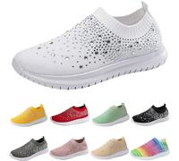 Baskets à paillettes pour femme - En maille respirante - Sans lacets - Pour la marche, le fitness, les loisirs, l'entraînement, Blanc., 39 EU