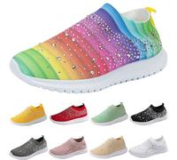 Baskets à paillettes pour femme - En maille respirante - Sans lacets - Pour la marche, le fitness, les loisirs, l'entraînement, Rose chaud, 39 EU