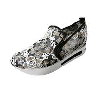 Baskets à paillettes pour femme - Respirantes - Découpe en dentelle - Chaussures de course - Chaussures de marche - Chaussures de marche - Mocassins à paillettes, Noir , 38 EU