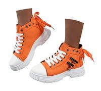 Baskets à plateforme en toile pour femme - Baskets montantes à lacets - Chaussures de tennis classiques à enfiler - Fermeture éclair latérale confortable - Jolies chaussures décontractées, A orange